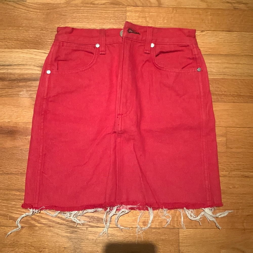 Rag & Bone red denim skirt